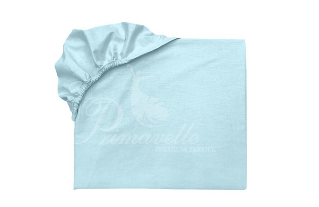 Простыня хлопковая голубая на резинке, размер 140х200