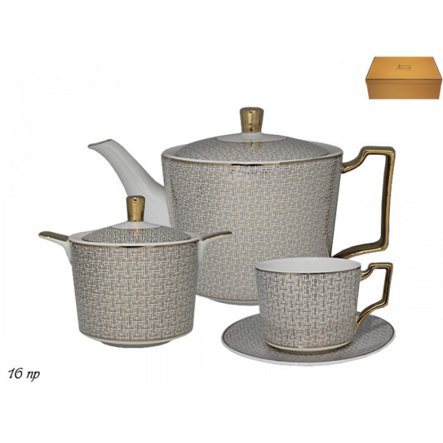 Чайный сервиз Lenardi, фарфор, на 6 персон, 16 предметов, в подарочной упаковке, арт. 244-010