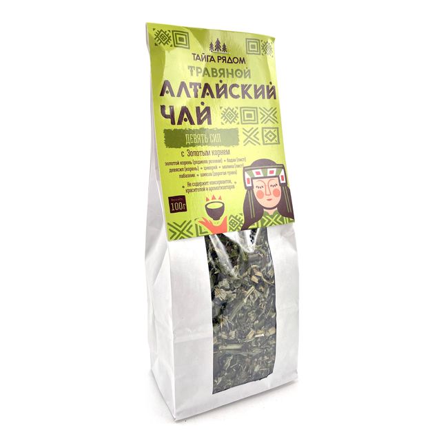 Алтайский травяной чай Тайга рядом "Девять сил" с золотым корнем, 100г