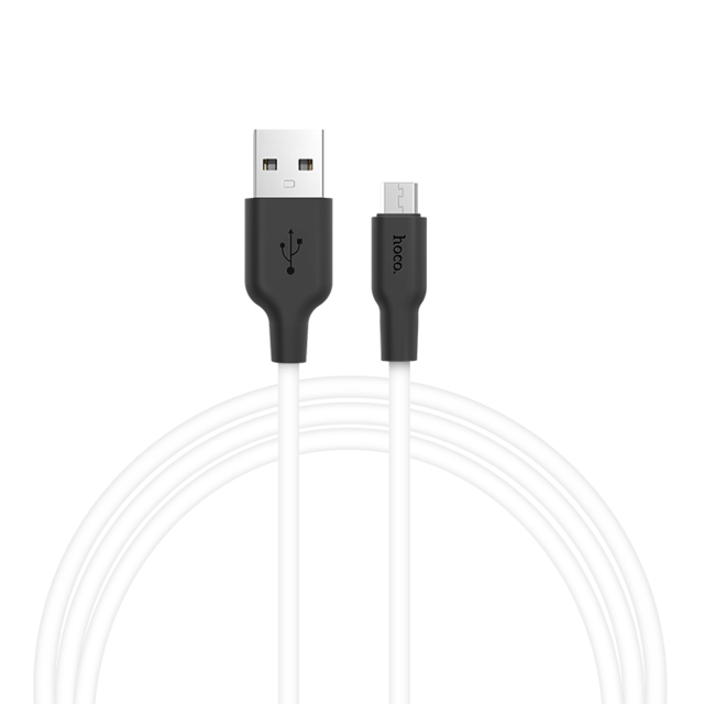 USB кабель HOCO X21 Silicone MicroUSB, 1м, силикон (белый с черным)
