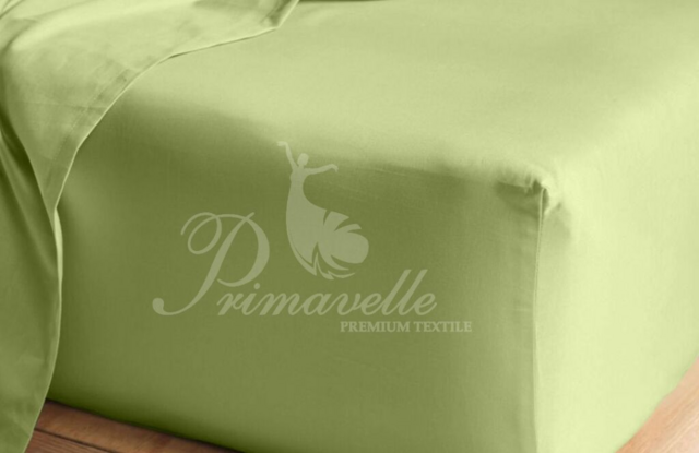 Простыня хлопковая оливковая на резинке, размер 90х200