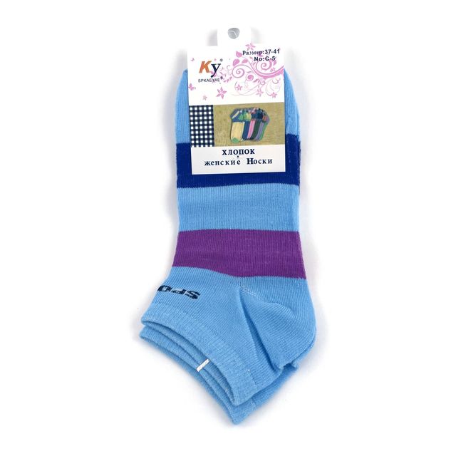 Женские носки «KY», размер 37-41, цветные синие, короткие