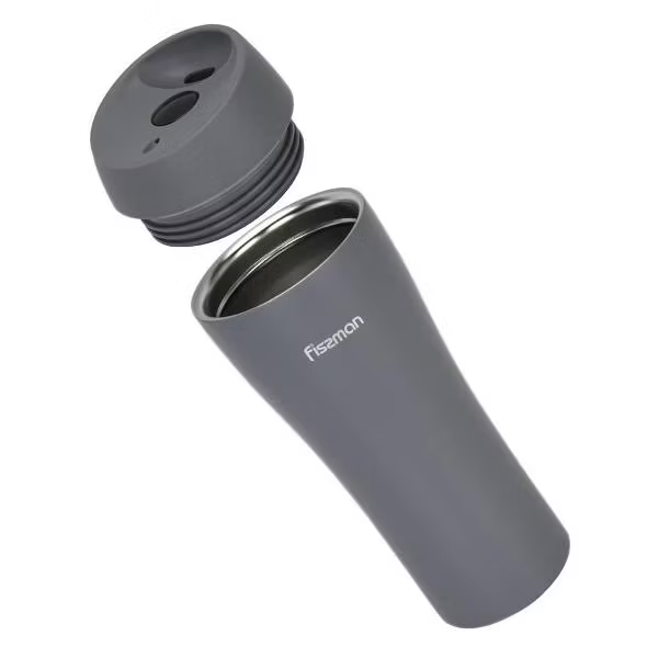 9885 FISSMAN Термокружка 420мл, цвет Серый (нерж.сталь)