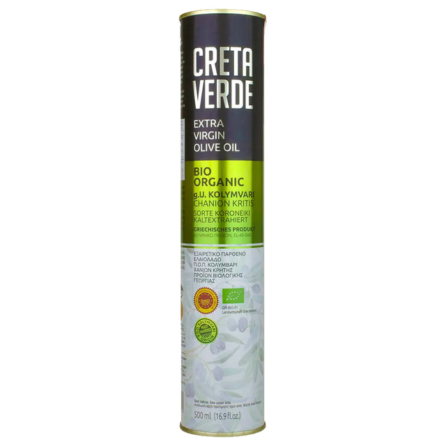 Creta Verde оливковое масло Extra Virgin Organic (Bio) P.D.O. Kolymvari с о.Крит 500мл жесть