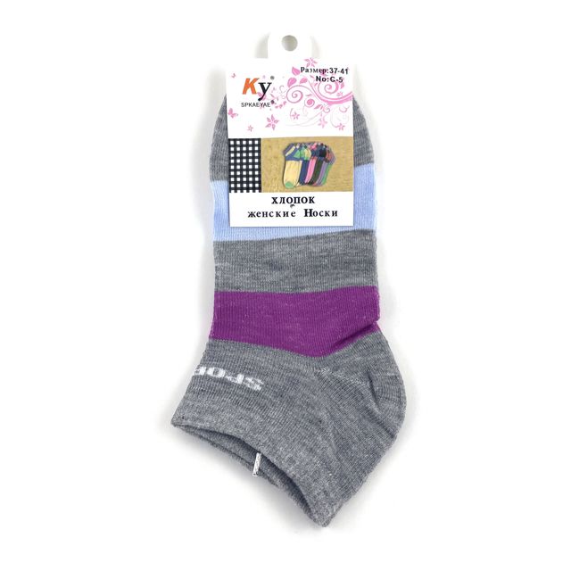Женские носки «KY», размер 37-41, цветные серые короткие