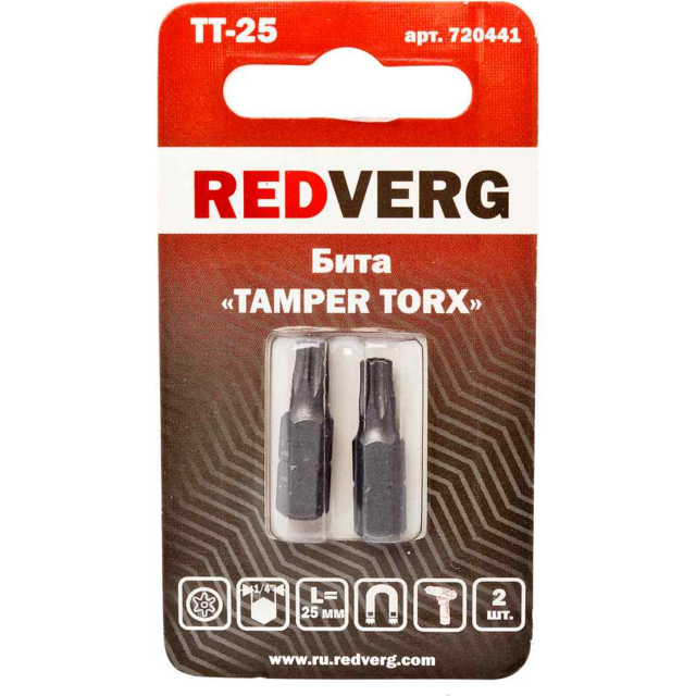 Бита Redverg Torx Tamper 25х25 (2шт.)(720441)
