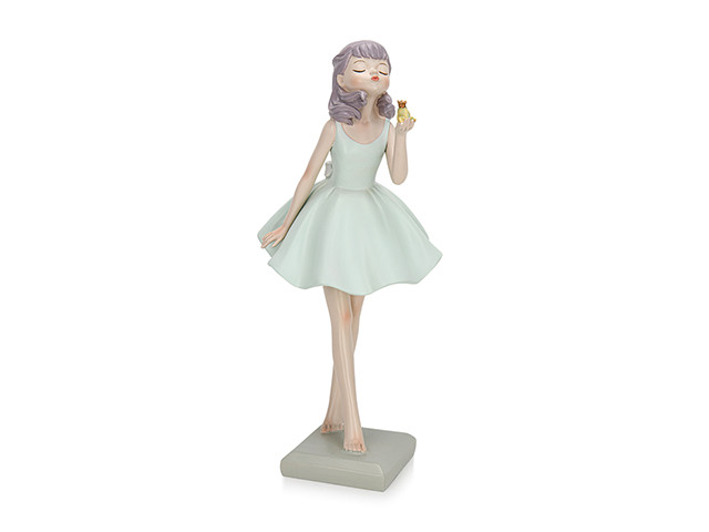 0287 FISSMAN Статуэтка "Девушка с лягушкой" 13,5х13,5х31см ( полирезин)