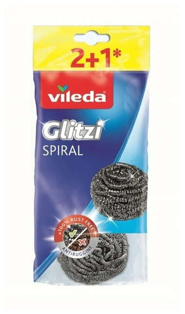 Губка Vileda Glitzi Spiral из металлической спирали, 2+1 шт