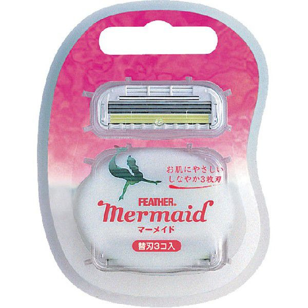 Запасные кассеты с тройным лезвием для станка Feather "Mermaid Rose Pink" Русалочка 3 шт.