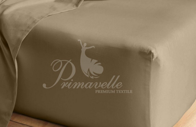 Простыня хлопковая светло-коричневая на резинке, размер 140х200