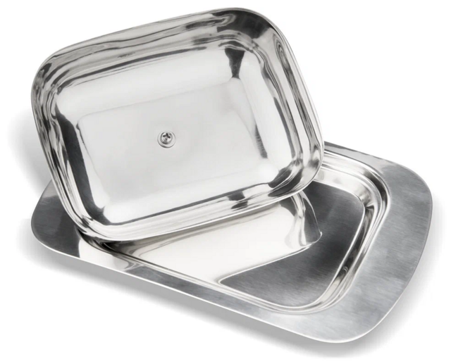 5870 FISSMAN Маслёнка со стальной крышкой 18х12х7см (нерж.сталь)