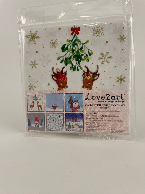 Салфетки бумажные Love2art ассорти "Любимая зима", 33 x 33 см, 6 шт.