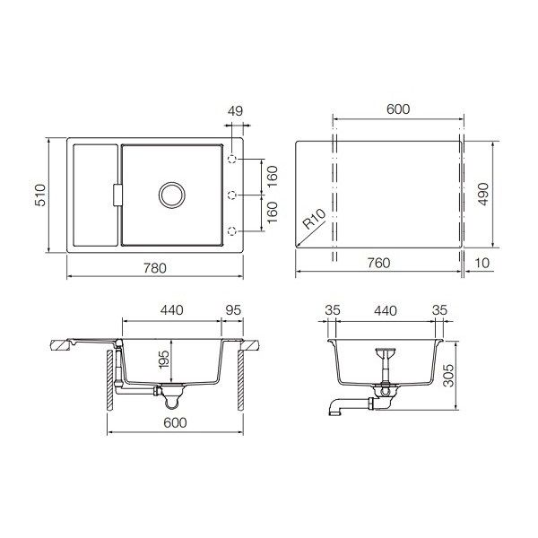 Мойка  Eton 60 D Small  Cristadur поларис