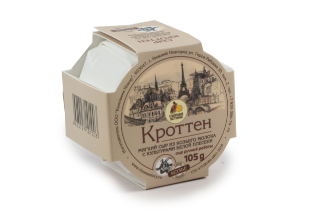 Мягкий сыр Кроттен, из козьего молока с культурами белой плесени, 105 гр