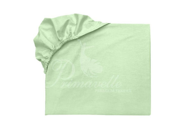 Простыня хлопковая зеленая на резинке, размер 160х200