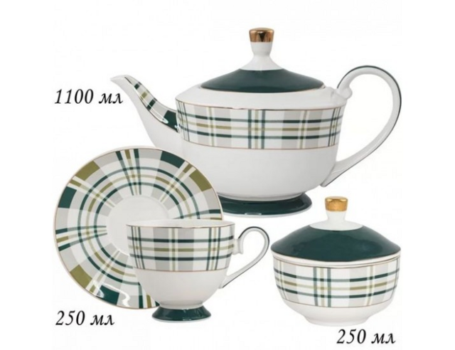 Чайный сервиз Lenardi, фарфор, на 6 персон, 16 предметов, в подарочной упаковке, арт. 109-017