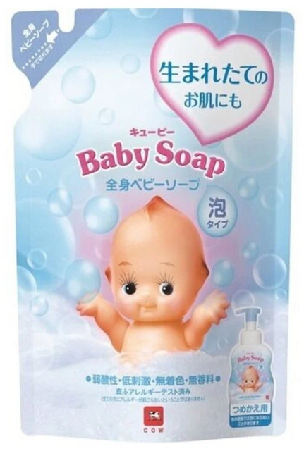 Детская пенка "2 в 1" для мытья волос и тела с первых дней жизни ("Без слёз") "QP Baby Soap" 350 мл, мягкая упаковка