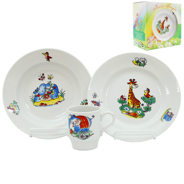 Набор детской посуды Дулевский фарфор 3 предмета рисунок Зоопарк