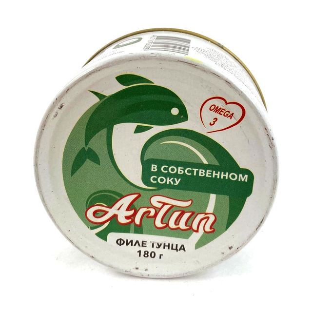Тунец ARTUN консервированный филе в собственном соку,180 г.