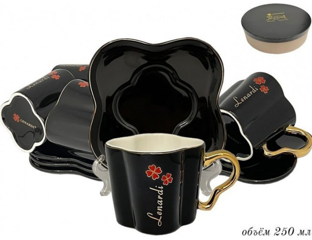 Чайный набор Lenardi, фарфор, 12 предметов, 250 мл, в подарочной упаковке, арт. 106-098