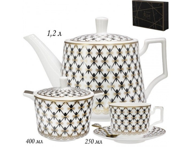 Чайный сервиз Lenardi, фарфор, на 6 персон, 22 предмета, в подарочной упаковке, арт. 133-152