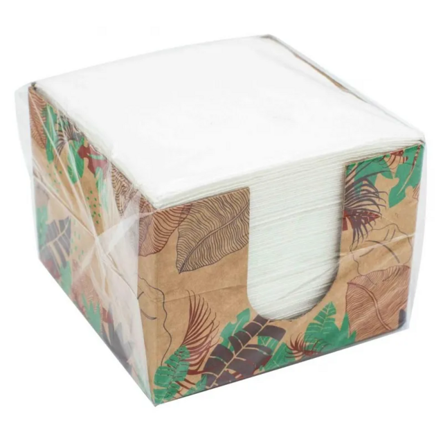 Салфетки бумажные однослойные в коробке, со сплошным тиснением, 100 листов, 24х24 см