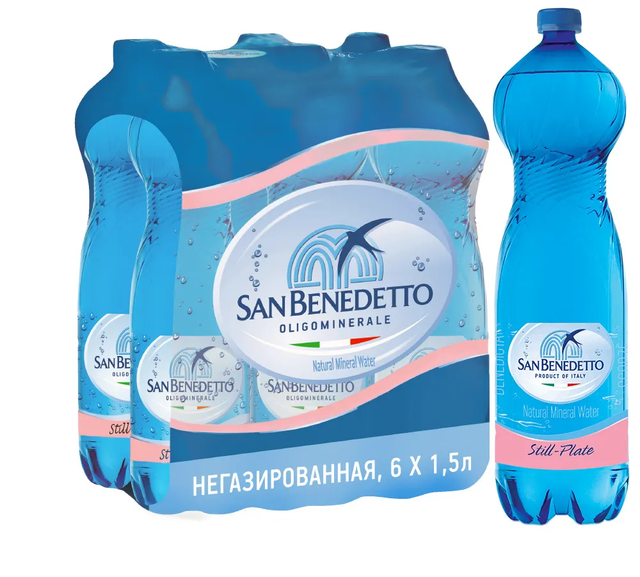 Вода минеральная San Benedetto столовая негазированная, пэт, 1,5 л (6 шт)