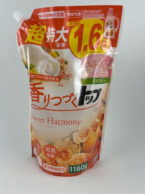 Жидкое средство для стирки белья Lion Top Sweet Harmony со сладким цветочным ароматом, мягкая упаковка, 1160 гр.