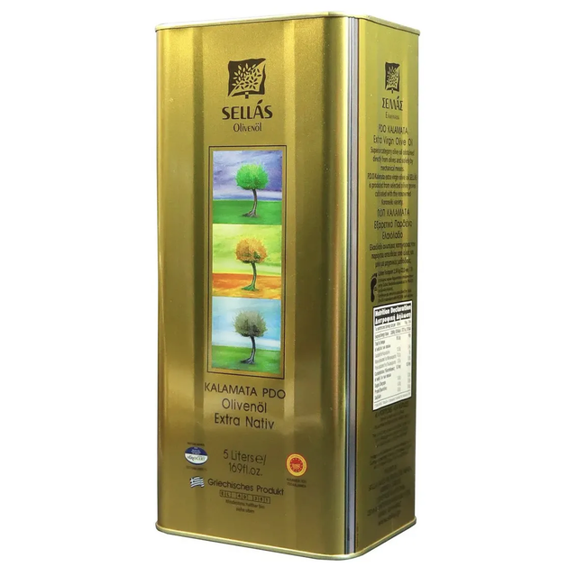Оливковое масло Sellas Extra Virgin 0,3% P.D.O. Kalamata c п/o Пелопоннес, 5л, жесть