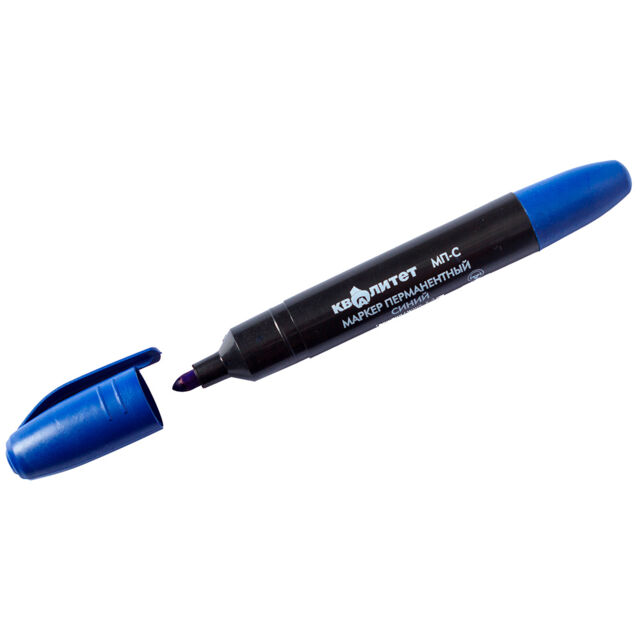 Маркер перманентный КВАЛИТЕТ синий (толщина линии 2-3 мм) круглый наконечник МП-С