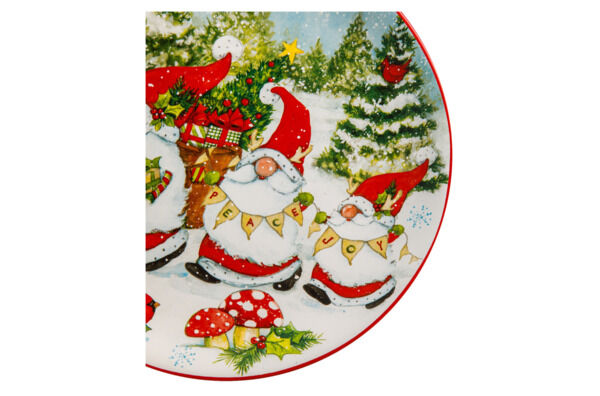 Тарелка закусочная Certified Int. Рождественские гномы Веселая затея 22 см, керамика