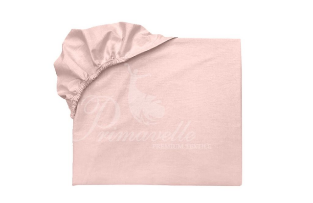 Простыня хлопковая розовая на резинке, размер 90х200