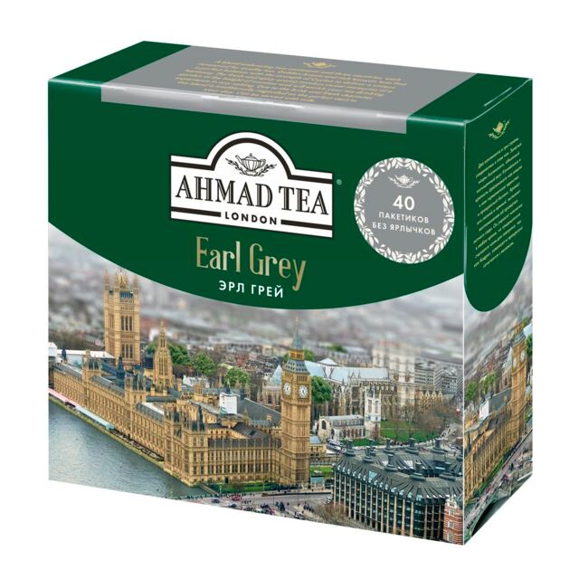 Чай Ahmad Earl Grey Ахмад Эрл Грей, 40 пакетиков без ярлычков