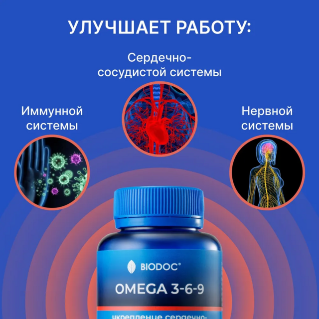 BIODOC Пищевая добавка "OMEGA 3-6-9" 120 капсул по 0,25г