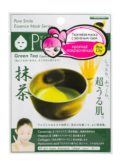 Маска для лица Sun Smile Essence лица успокаивающая с экстрактом зеленого чая