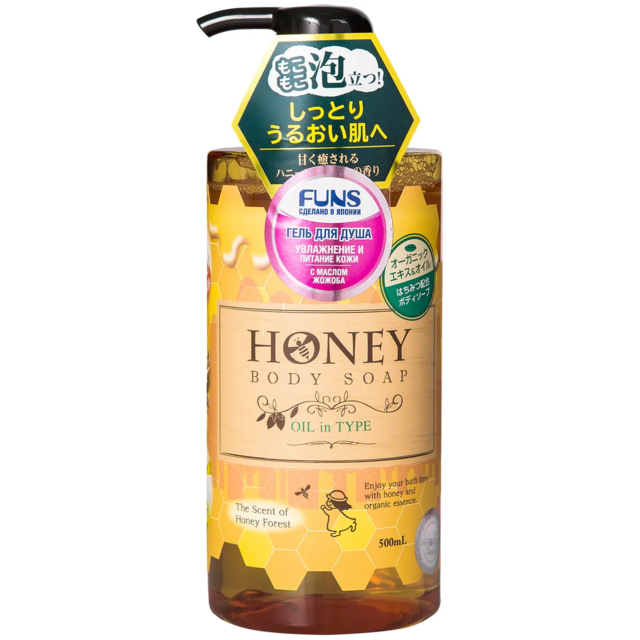 Гель для душа FUNS Honey Oil  увлажняющий с экстрактом меда и маслом жожоба