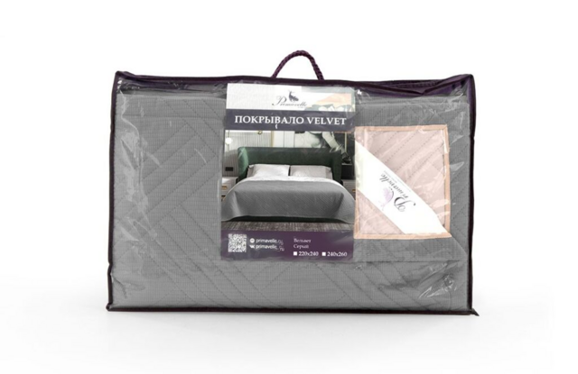 Покрывало Velvet серый, размер 220x240