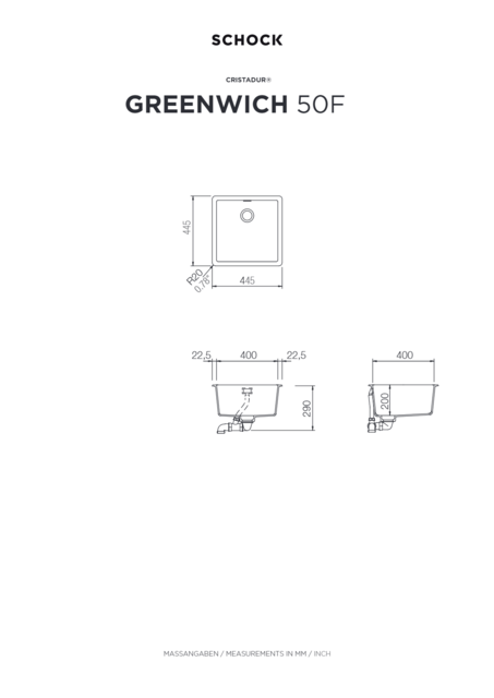 Мойка  Greenwich 50  Cristadur (монтаж в один уровень) магнолия