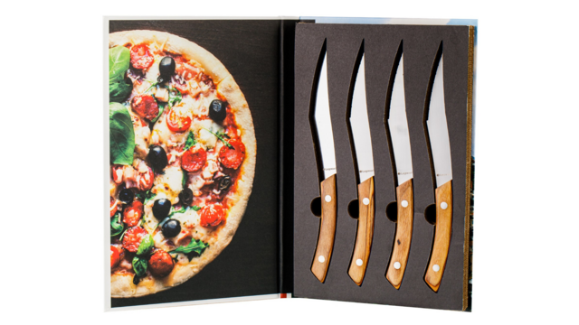Набор ножей для стейка и пиццы Legnoart Napoli, 4 шт, ручка из светлого дерева, п/у