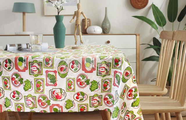 Скатерть жаккардовая Фрукты с печатным рисунком, размер 140x180