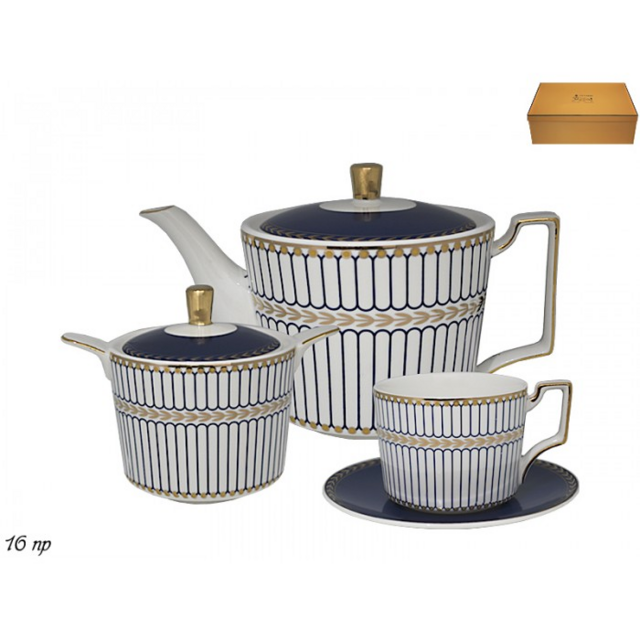 Чайный сервиз Lenardi, фарфор, на 6 персон, 16 предметов, в подарочной упаковке, арт. 244-014