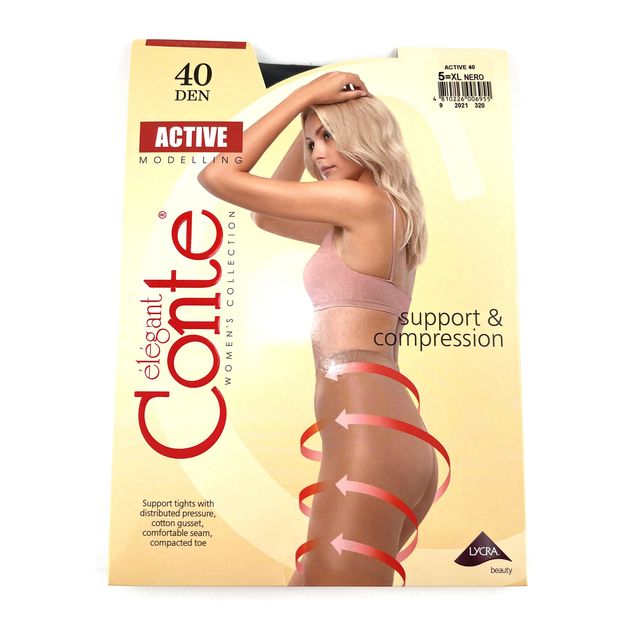 Колготки Conte Active 40 den, цвет nero, размер 5 (XL)