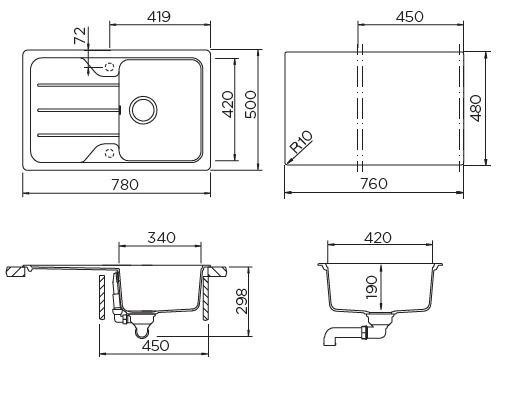 Мойка  Formhaus 45 D  Cristalite альпина