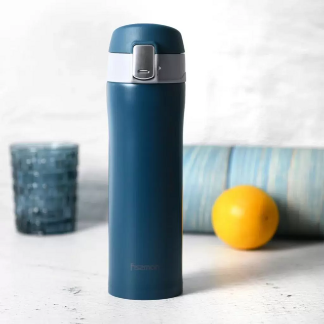 9878 FISSMAN Термокружка 450мл, цвет Зеленый (нерж.сталь)