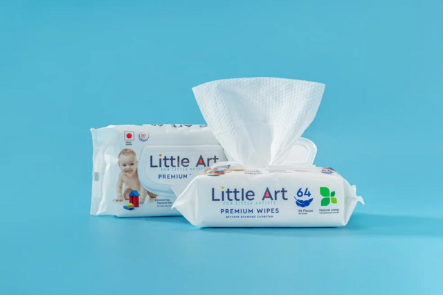 Детские влажные салфетки Little Art, 3 упаковки по 64 шт.
