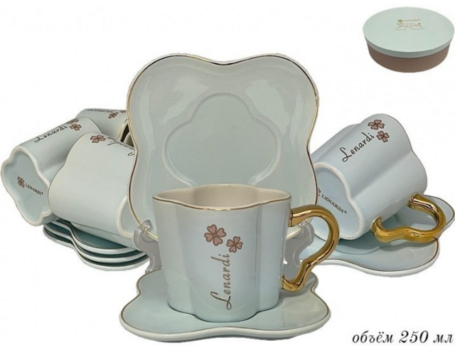 Чайный набор Lenardi, фарфор, 12 предметов, 250 мл, в подарочной упаковке, арт. 106-099