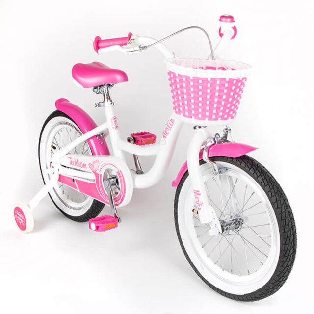 Детский велосипед Merlin 16" white/pink (алюмин)
