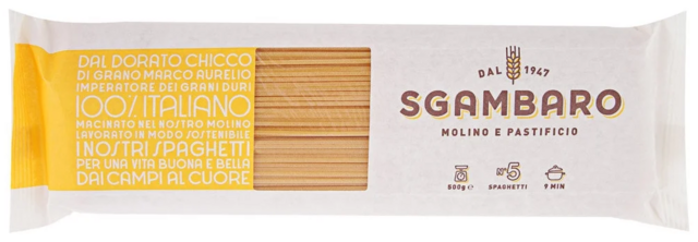 Макаронные изделия Sgambaro Спагетти №5 трафилати ин бронзо 500 г, пакет, Италия
