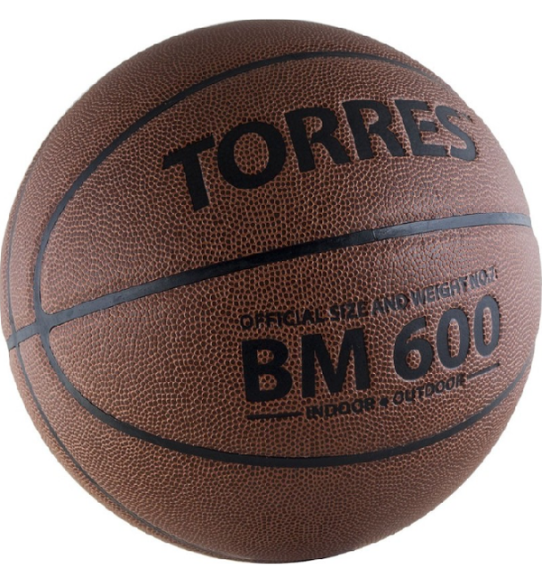 Мяч баскетбольный трен. TORRES BM600  р.7, синт. кожа, для зала и улицы, темнокоричневый-черный