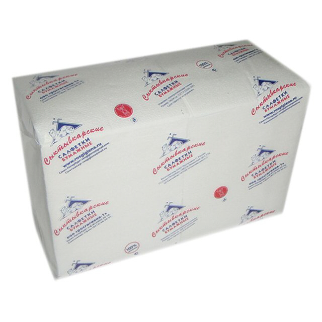 Салфетки бумажные Сыктывкарские в мягкой упаковке, 400 шт, 24х24 см, тиснение лён, белые